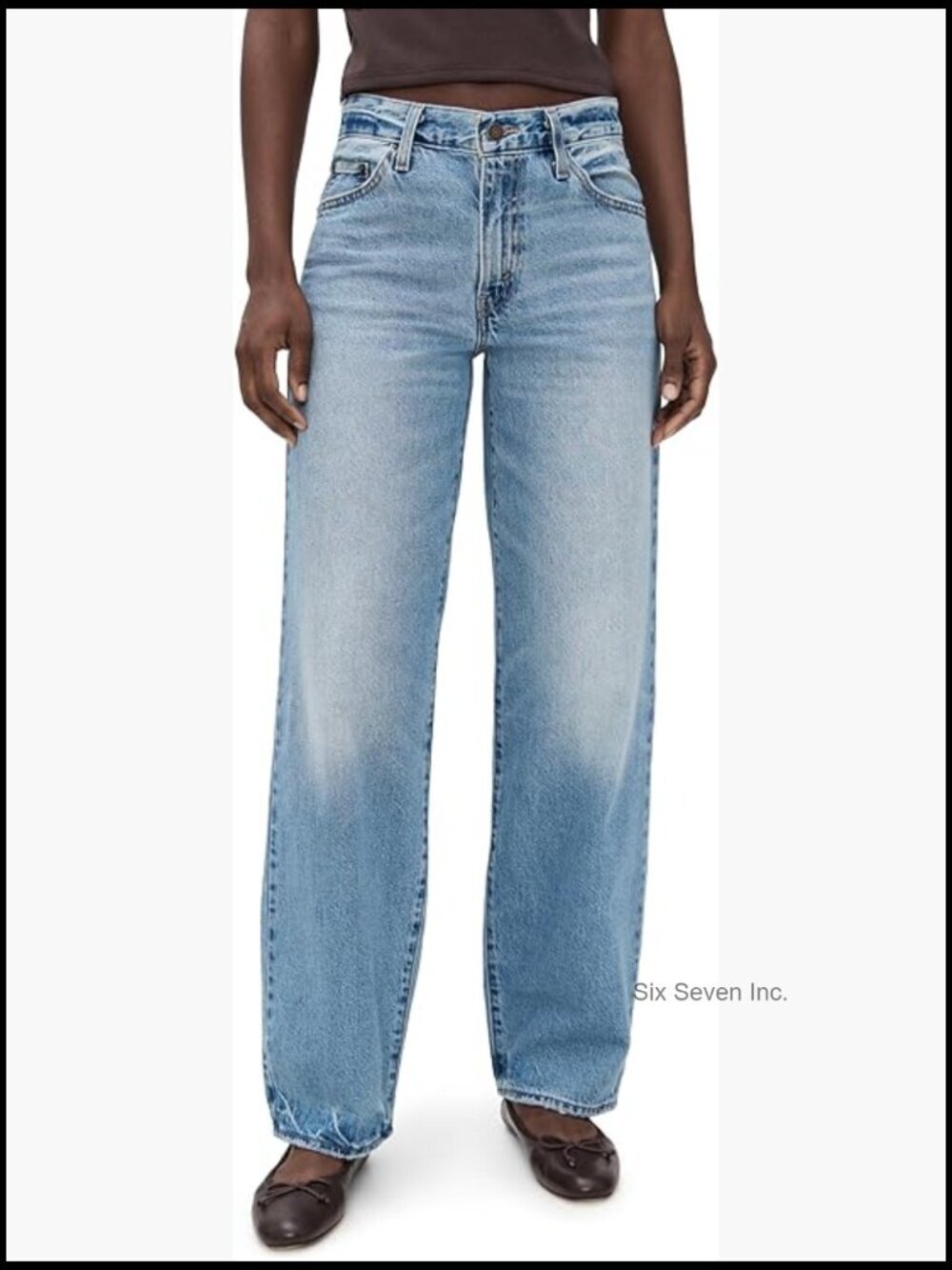 Mid Rise Straight Leg Baggy Jeans Non-Stretch Denim